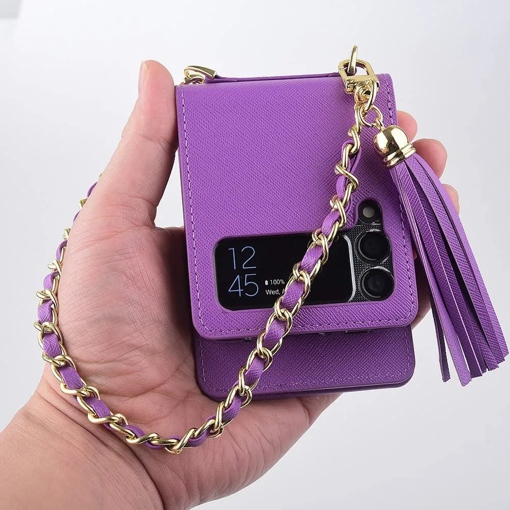 Compatible Samsung Galaxy Z Flip 4 5G Wallet Case (Purple)