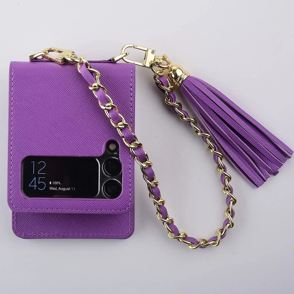 Compatible Samsung Galaxy Z Flip 4 5G Wallet Case (Purple)