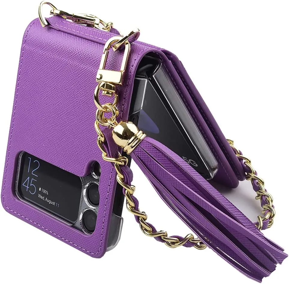 Compatible Samsung Galaxy Z Flip 4 5G Wallet Case (Purple)