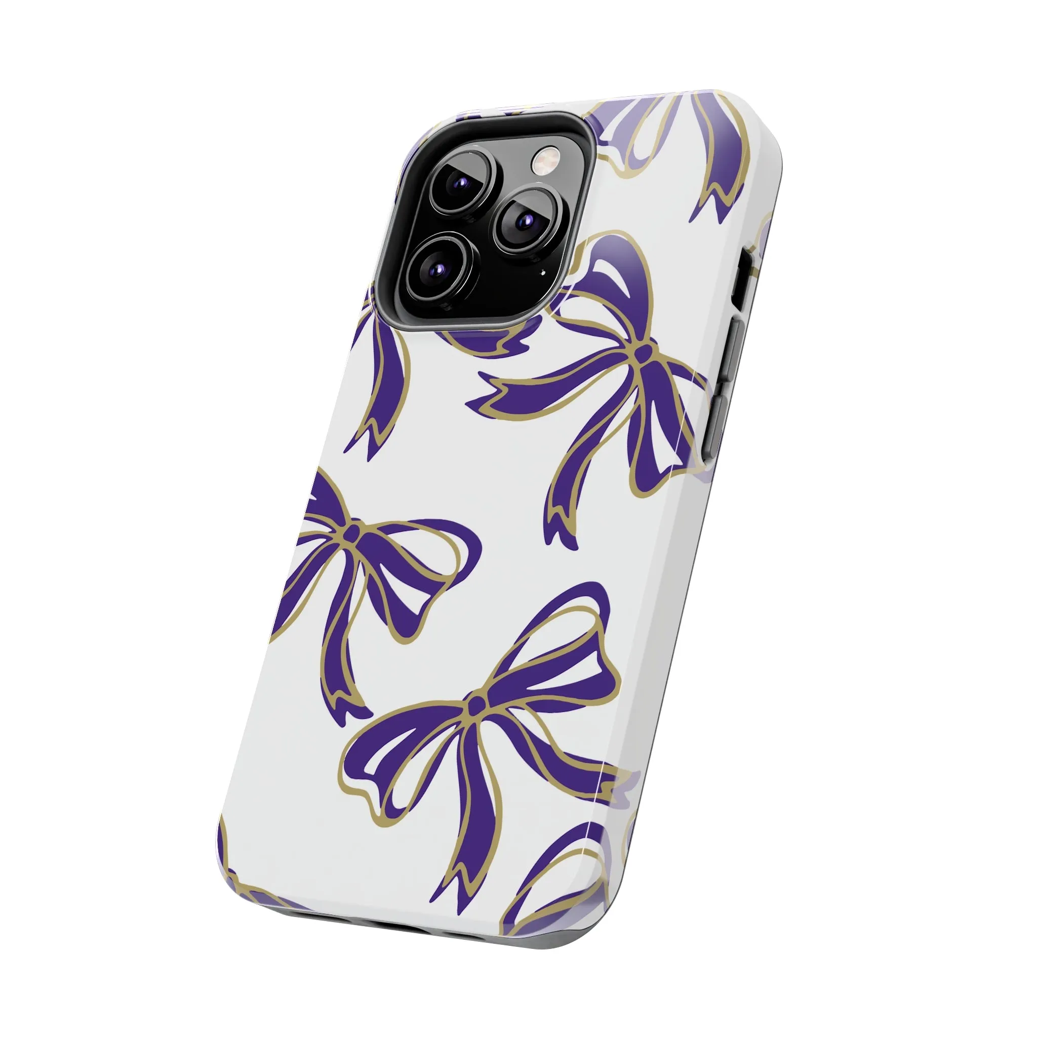 Copy of Trendy Bow Phone Case, Bed Party Bow Iphone case, Bow Phone Case, College Case, Bow Gifts - James Madison - JMU Dukes - Purple and Gold