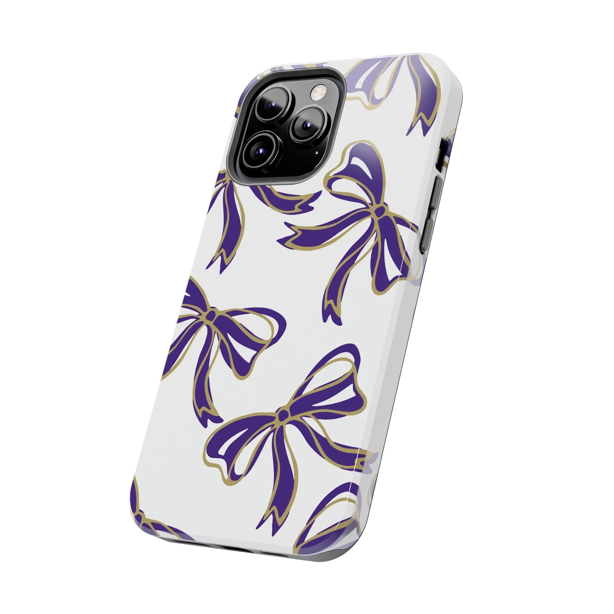 Copy of Trendy Bow Phone Case, Bed Party Bow Iphone case, Bow Phone Case, College Case, Bow Gifts - James Madison - JMU Dukes - Purple and Gold