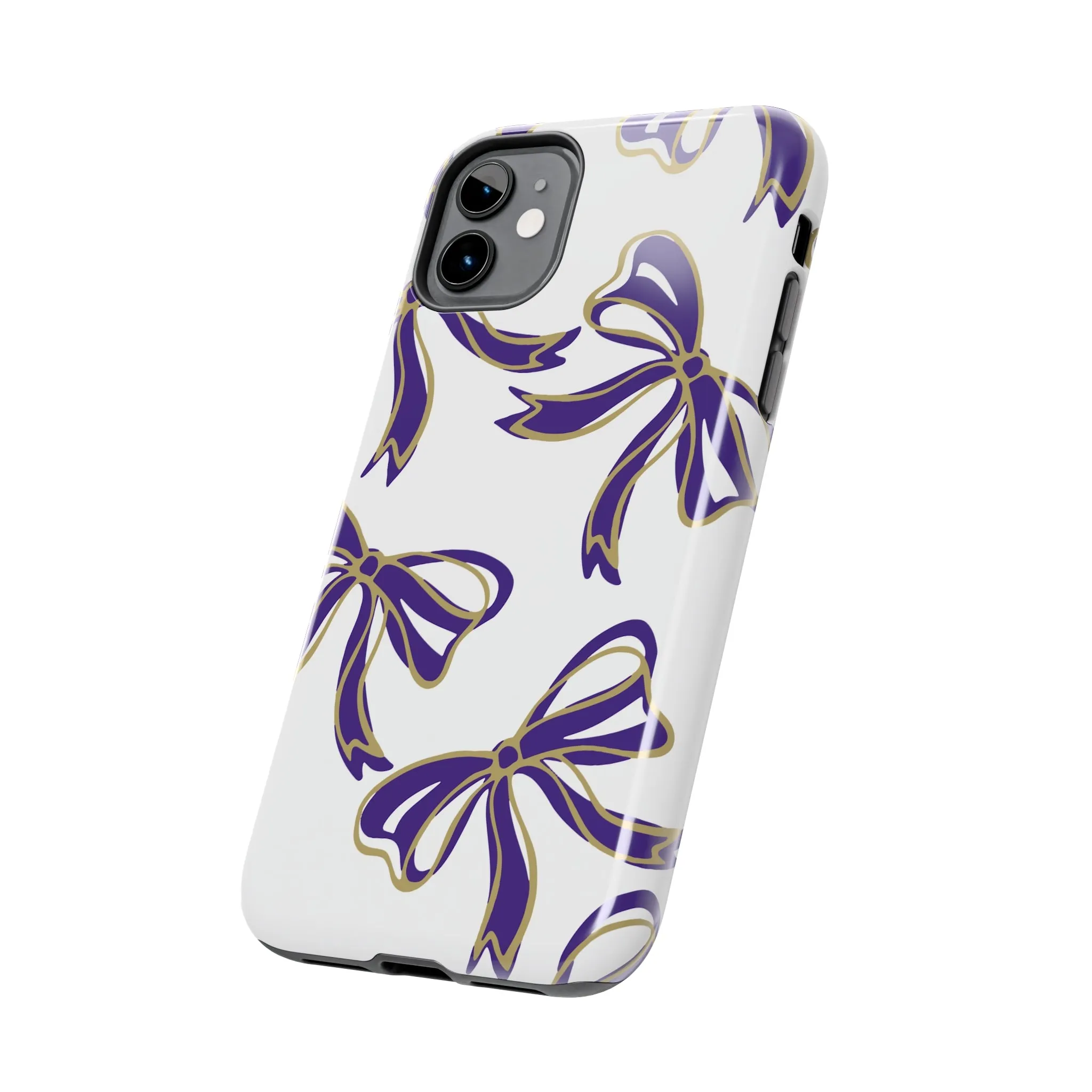 Copy of Trendy Bow Phone Case, Bed Party Bow Iphone case, Bow Phone Case, College Case, Bow Gifts - James Madison - JMU Dukes - Purple and Gold