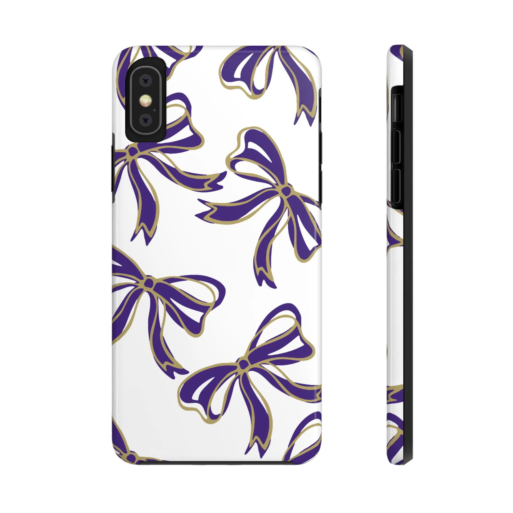 Copy of Trendy Bow Phone Case, Bed Party Bow Iphone case, Bow Phone Case, College Case, Bow Gifts - James Madison - JMU Dukes - Purple and Gold