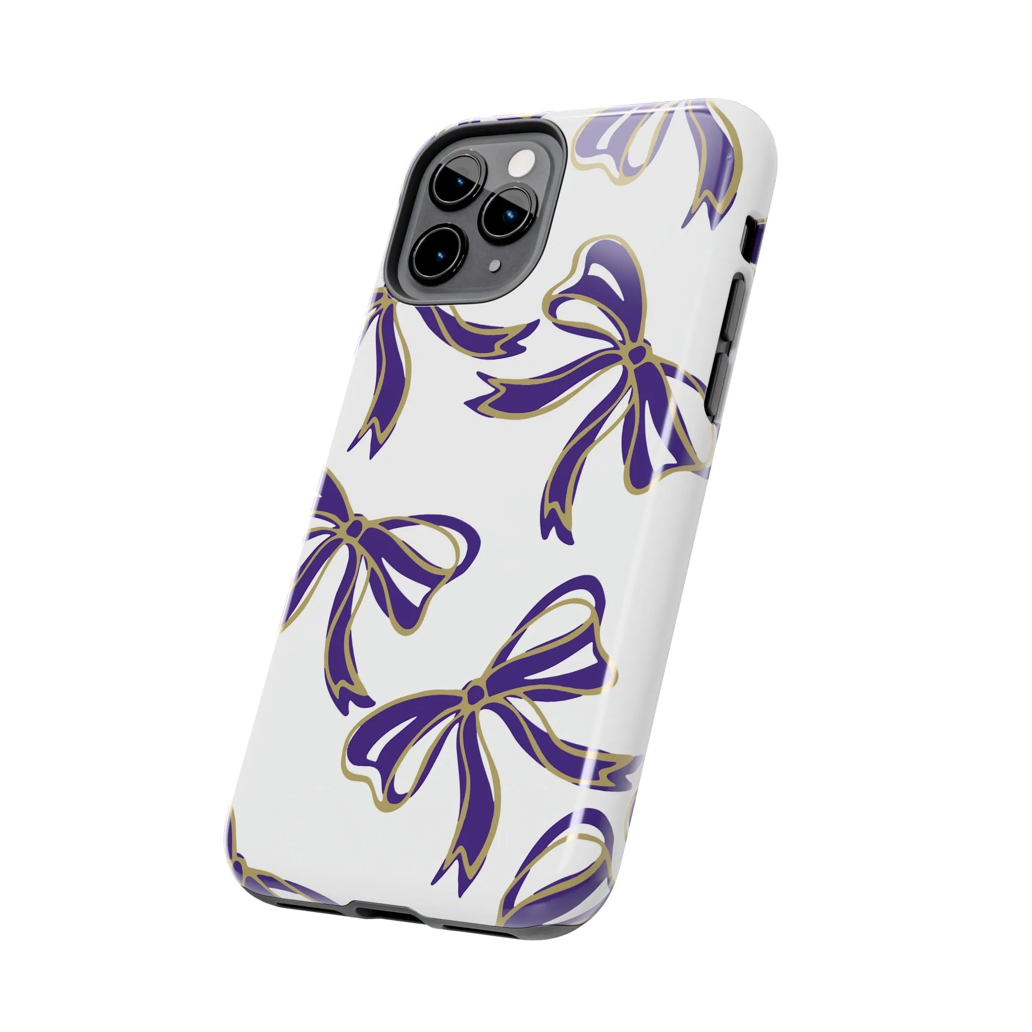 Copy of Trendy Bow Phone Case, Bed Party Bow Iphone case, Bow Phone Case, College Case, Bow Gifts - James Madison - JMU Dukes - Purple and Gold