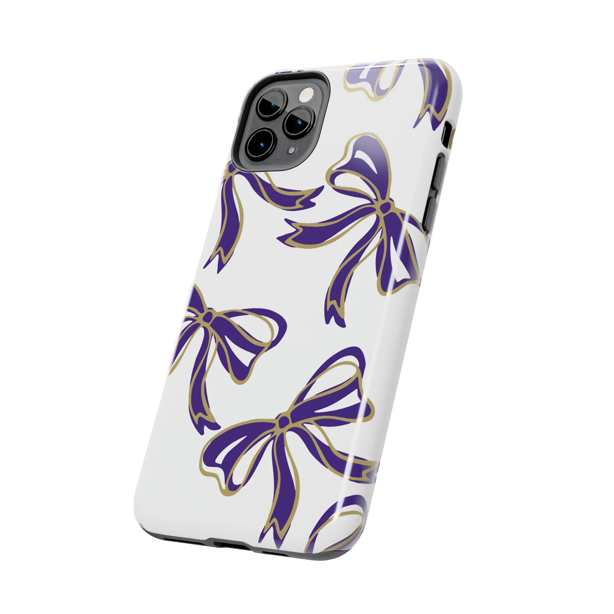 Copy of Trendy Bow Phone Case, Bed Party Bow Iphone case, Bow Phone Case, College Case, Bow Gifts - James Madison - JMU Dukes - Purple and Gold