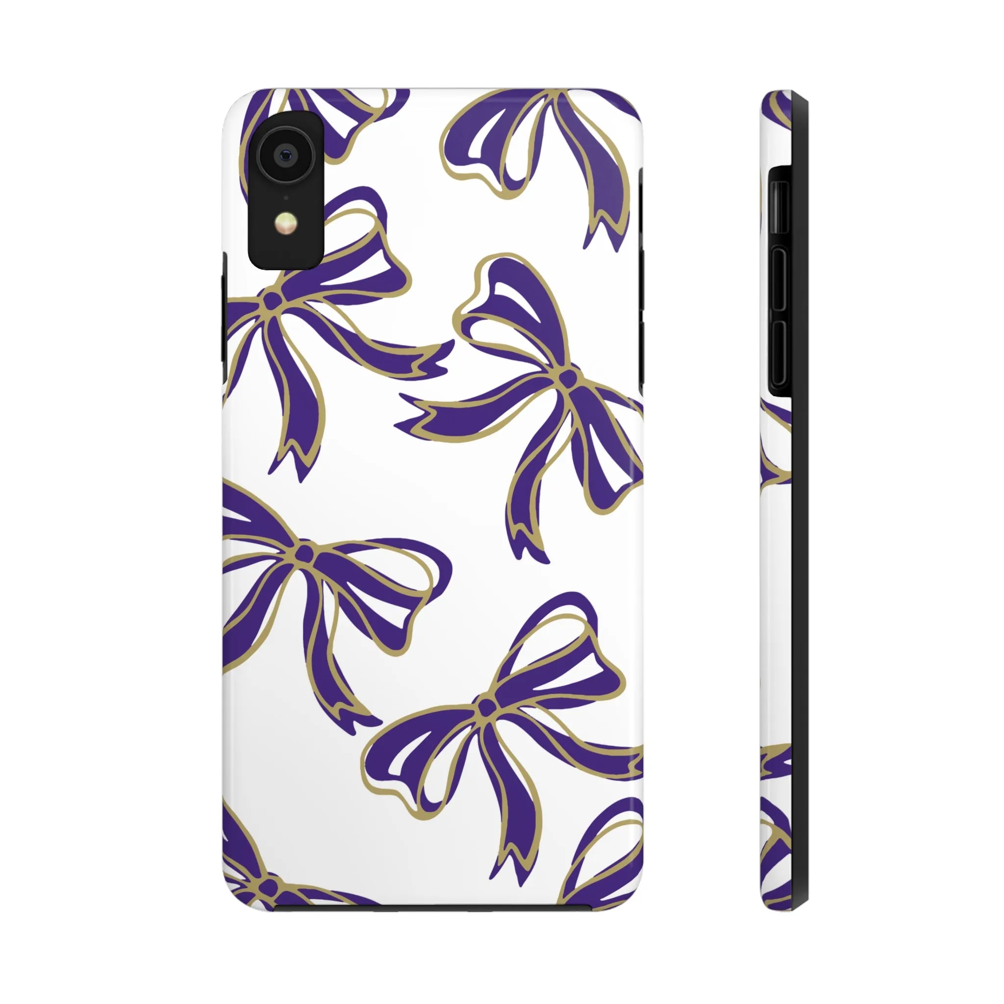 Copy of Trendy Bow Phone Case, Bed Party Bow Iphone case, Bow Phone Case, College Case, Bow Gifts - James Madison - JMU Dukes - Purple and Gold