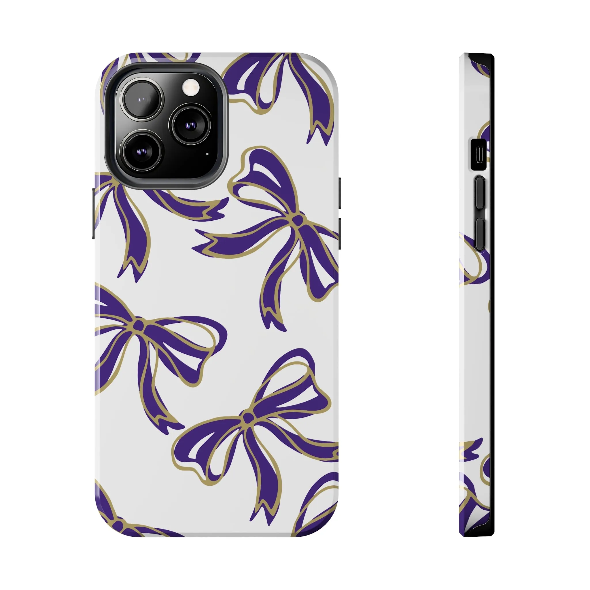 Copy of Trendy Bow Phone Case, Bed Party Bow Iphone case, Bow Phone Case, College Case, Bow Gifts - James Madison - JMU Dukes - Purple and Gold