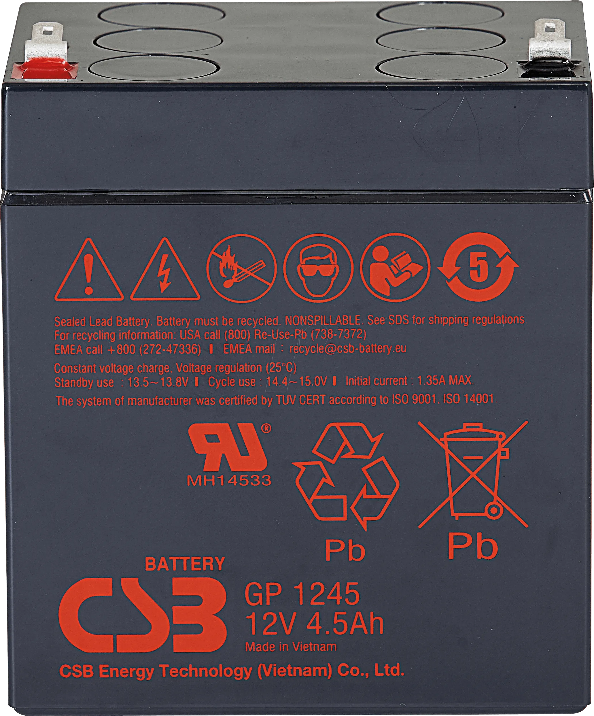 CSB GP Series - GP1245 - 12V 4.5AH Battery GP1245