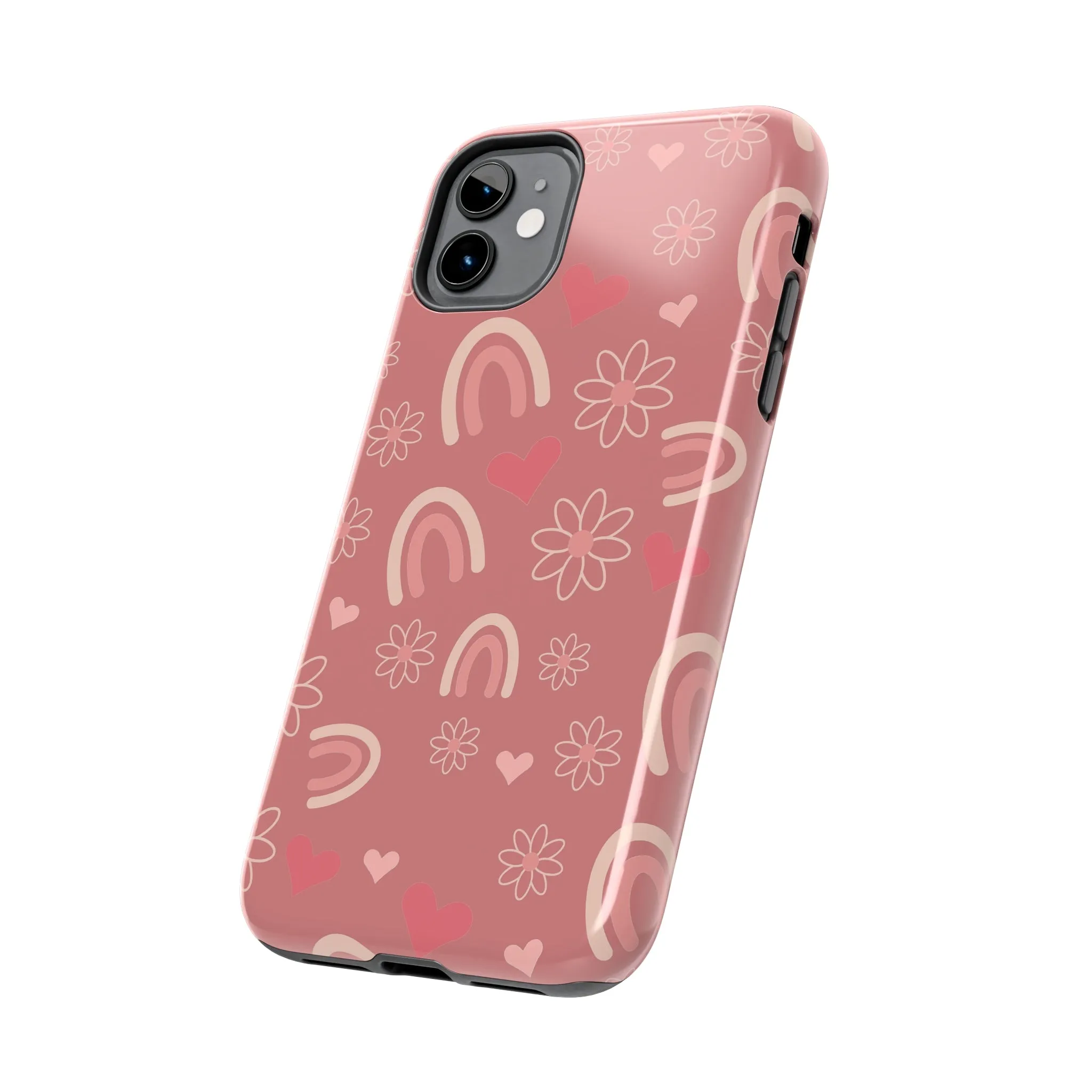 Daisy and Mauve Boho Rainbow print Design Tough Phone Case compatible with a large variety of iPhone models, Gift, Phone Case