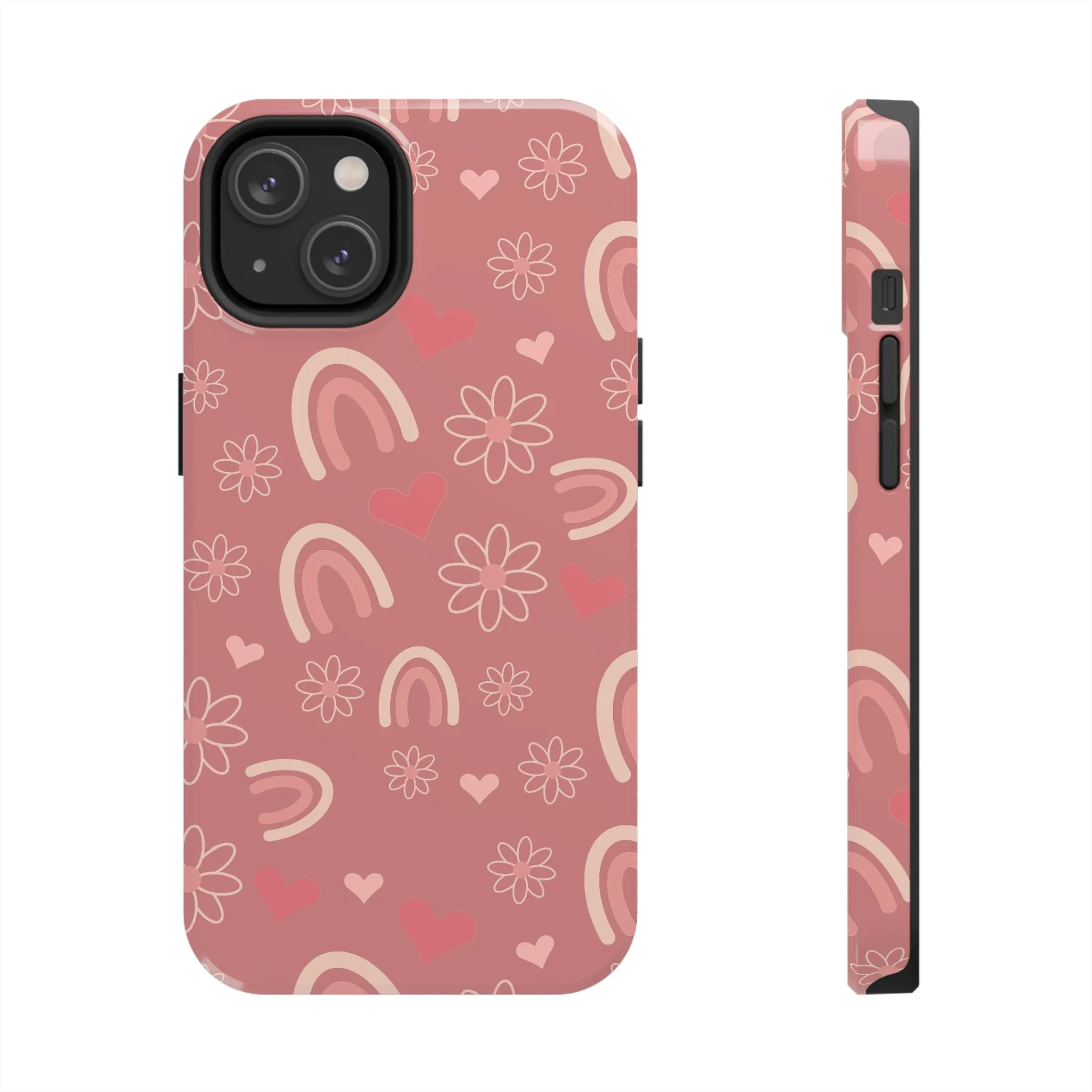 Daisy and Mauve Boho Rainbow print Design Tough Phone Case compatible with a large variety of iPhone models, Gift, Phone Case