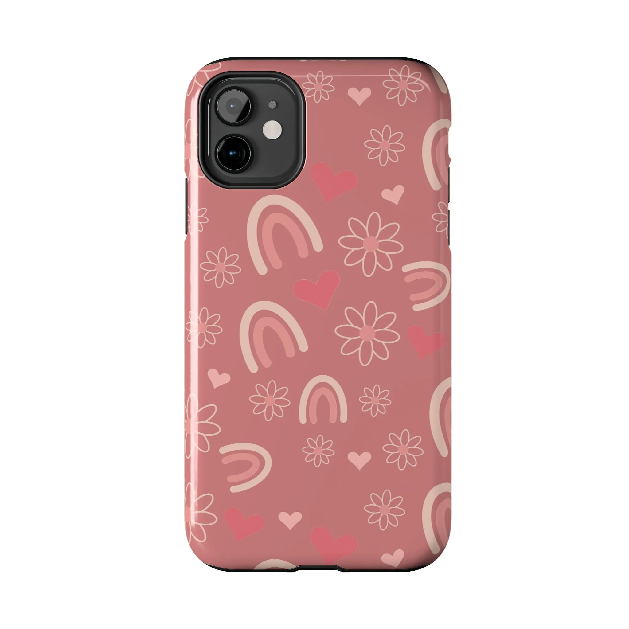 Daisy and Mauve Boho Rainbow print Design Tough Phone Case compatible with a large variety of iPhone models, Gift, Phone Case