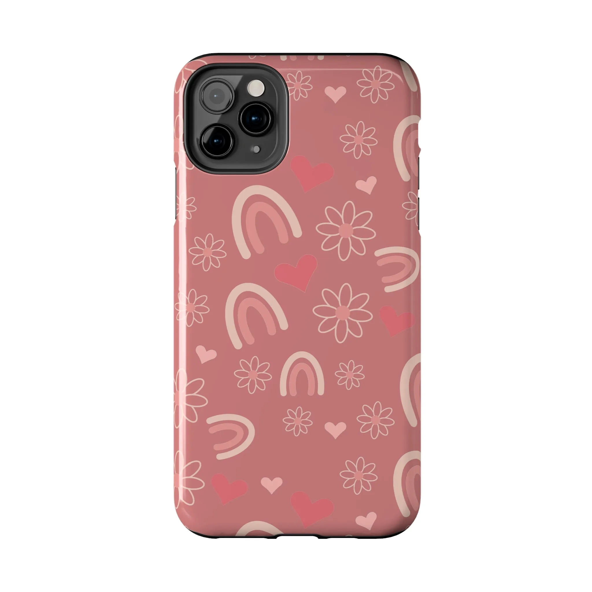 Daisy and Mauve Boho Rainbow print Design Tough Phone Case compatible with a large variety of iPhone models, Gift, Phone Case