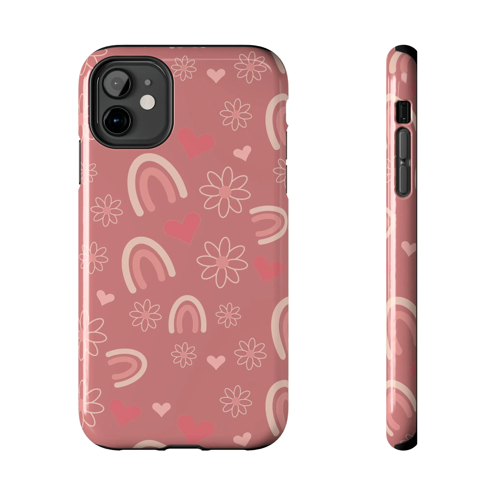 Daisy and Mauve Boho Rainbow print Design Tough Phone Case compatible with a large variety of iPhone models, Gift, Phone Case