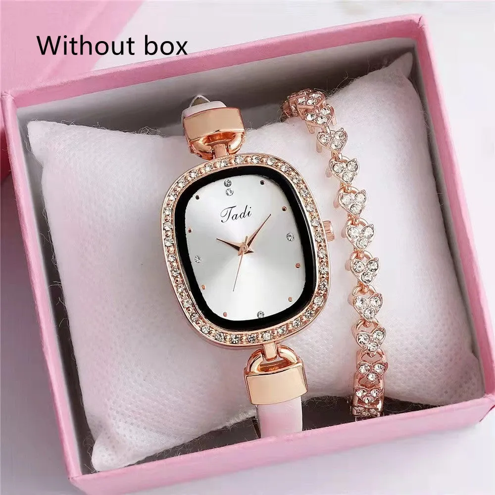 Diamond Thin Belt Watch Set