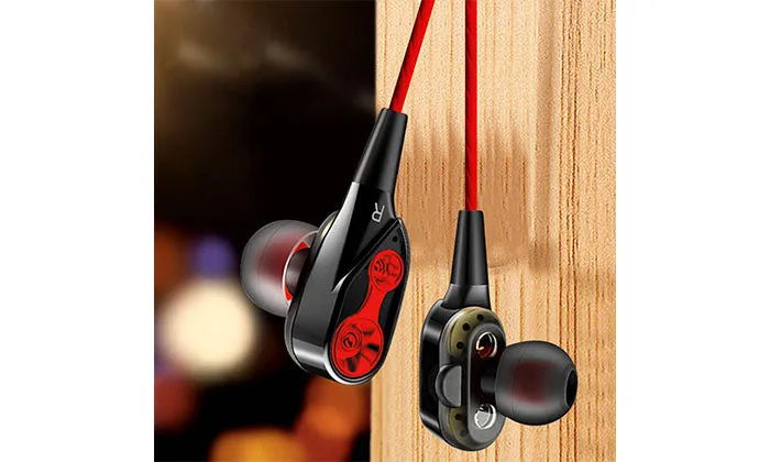 Dual-Dynamic Quad-core 3.5mm Noise Isolation Sport In-ear Earphone