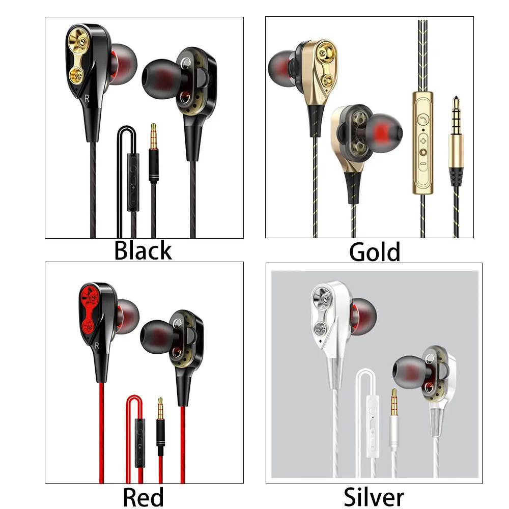 Dual-Dynamic Quad-core 3.5mm Noise Isolation Sport In-ear Earphone