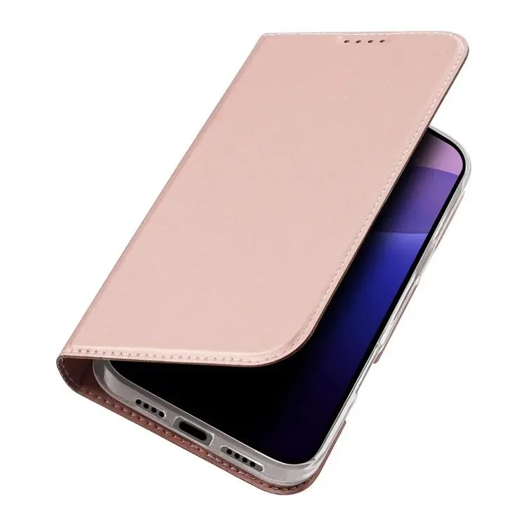 DUX DUCIS Skin Pro Faux Leather Wallet Flip Case for Apple iPhone 16 Pro Max - Rose Gold