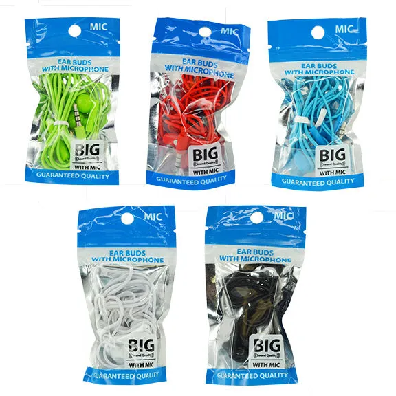 Earbuds W/ Mic Bulk 15 Pieces Per Pack 22918