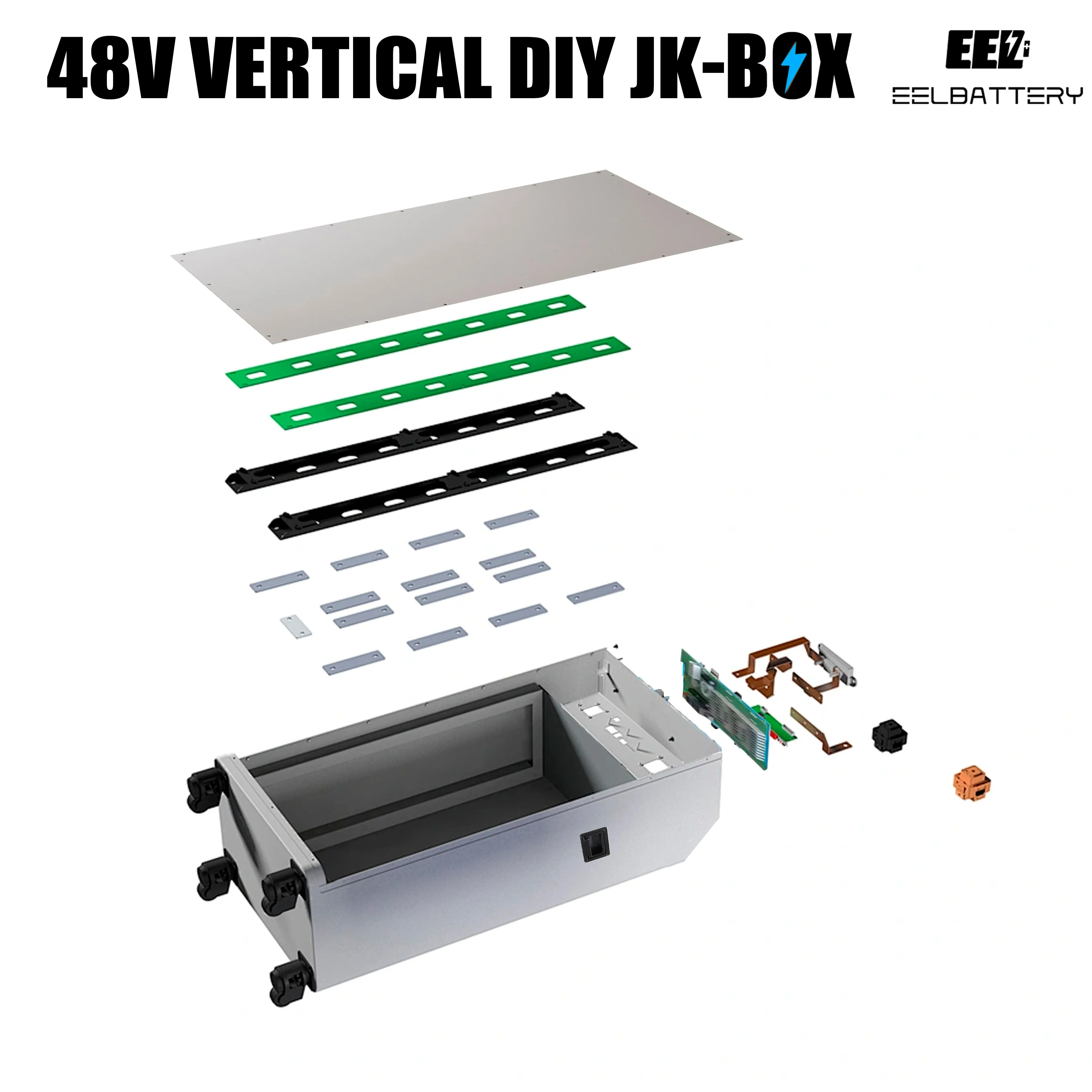 EEL 48V 16S DIY 280 Vertical DIY Battery Box Kits with JK Inverter BMS and Wheels EU Stock Pre-sale