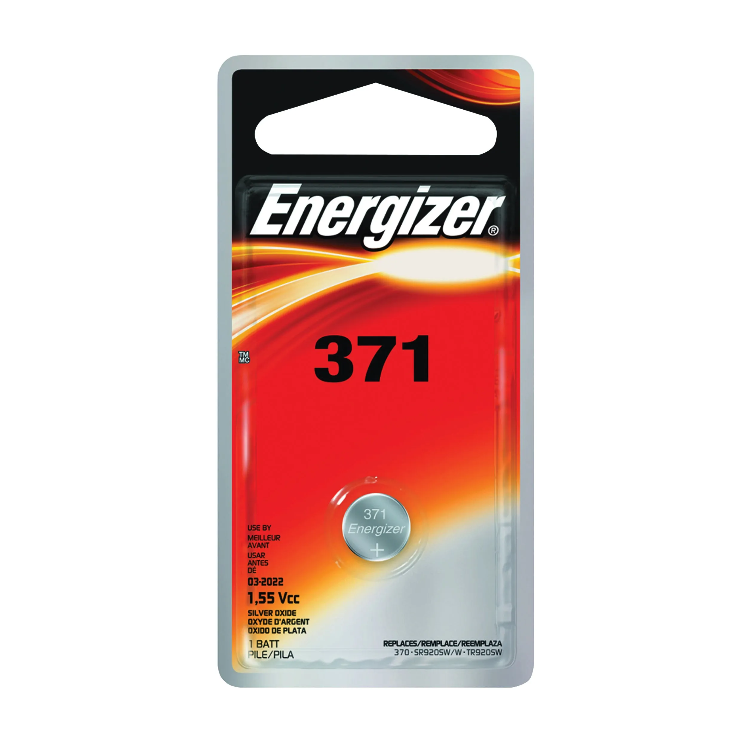 Energizer 371BPZ Coin Cell Battery, 1.5 V Battery, 34 mAh, 371 Battery, Silver Oxide