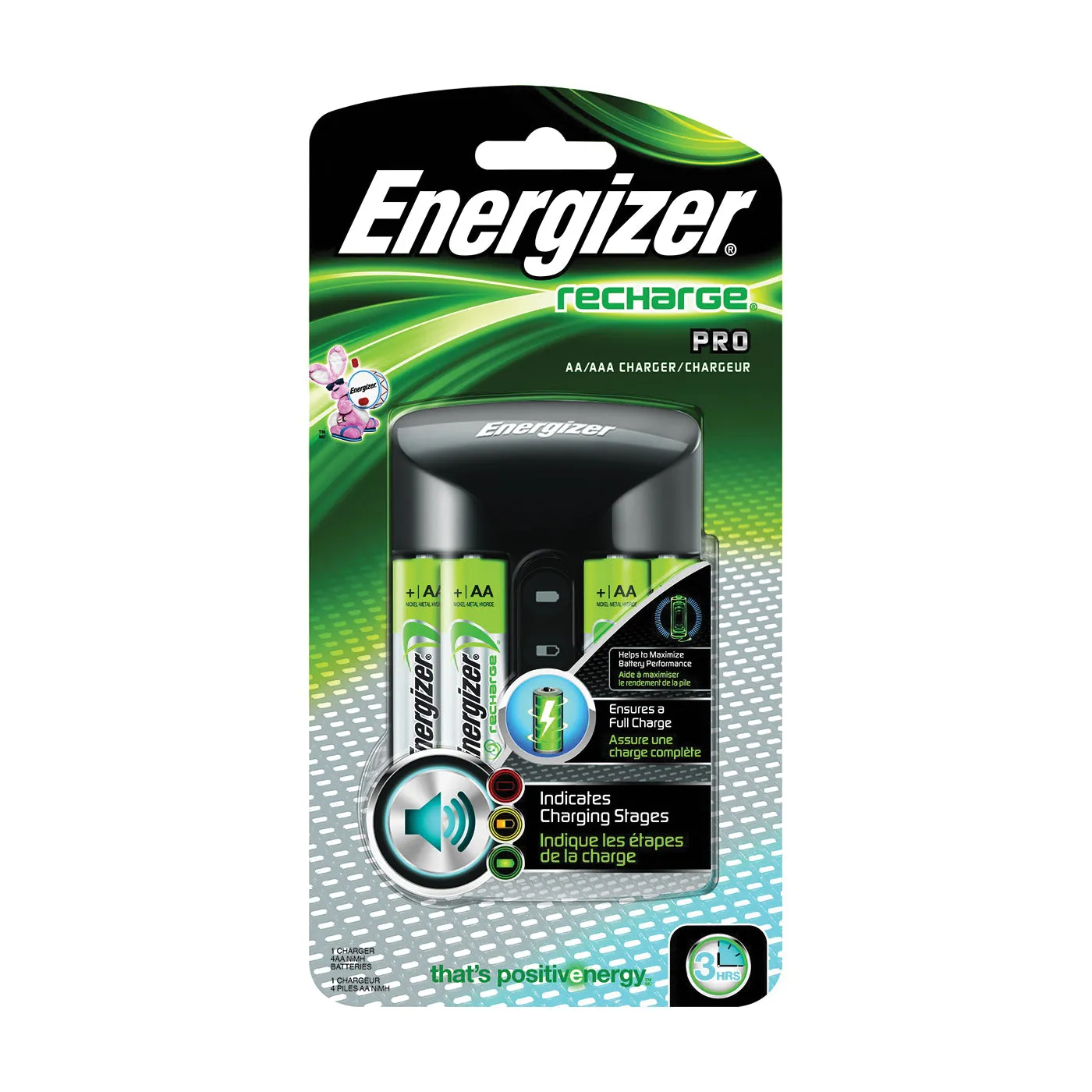 Energizer CHPROWB4 Battery Charger, AA, AAA Battery, Nickel-Metal Hydride Battery, 4 -Battery, Black