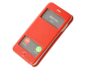 Eyelet Series iPhone 6S Plus Flip Genuine Leather Case - Red