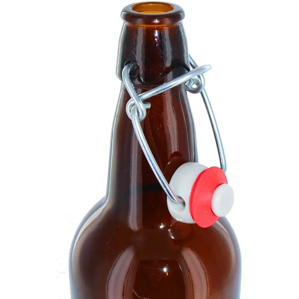 EZ Cap Beer Bottles - 16 oz, Amber - Case of 12 with Caps