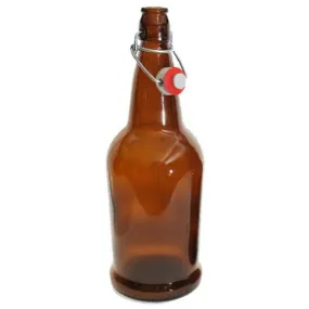 EZ Cap Beer Bottles - 16 oz, Amber - Case of 12 with Caps