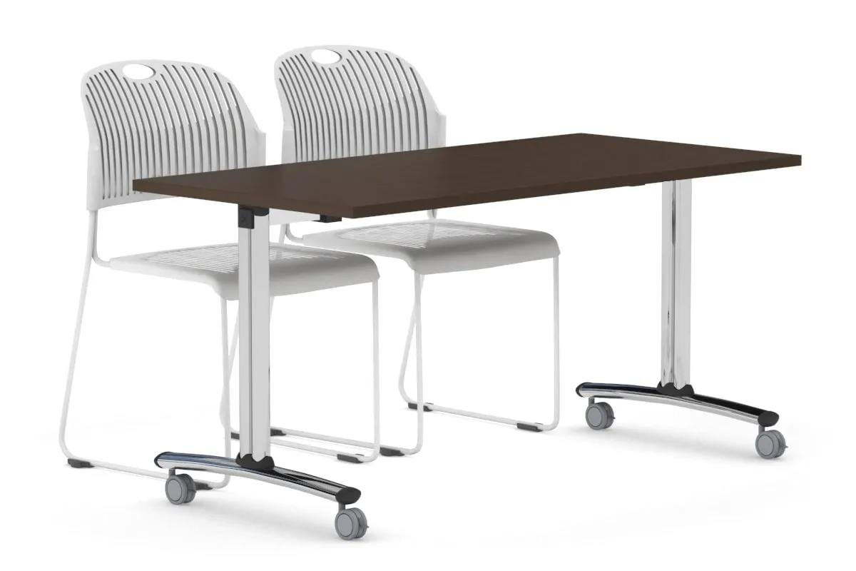 Folding / Flip Top Mobile Meeting Room Table with Wheel Chrome Legs Domino [1800L x 800W]