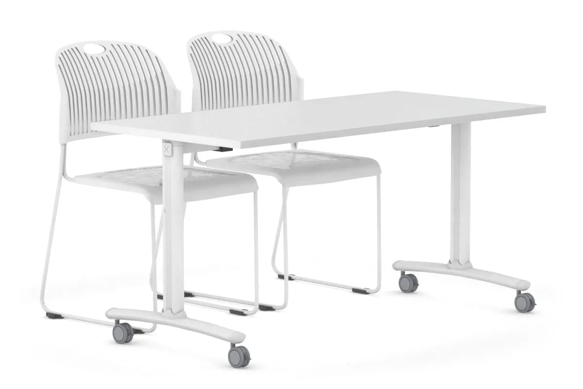 Folding / Flip Top Mobile Meeting Room Table with Wheel Legs Domino [1400L x 800W]