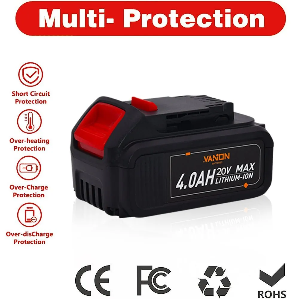 For Dewalt 20V Battery Replacement | DCB200 4.0Ah Li-ion Battery 4 Pack