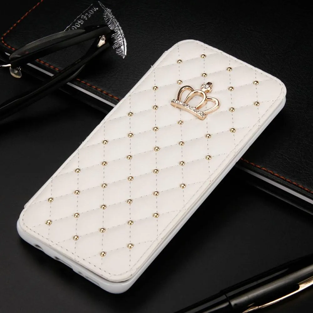 Glitter Crown For Samsung Galaxy S6 S7 Edge S8 S9 S10 Lite Plus Diamond Wallet Leather Case Flip Stand Cover Mobile Phone Bag