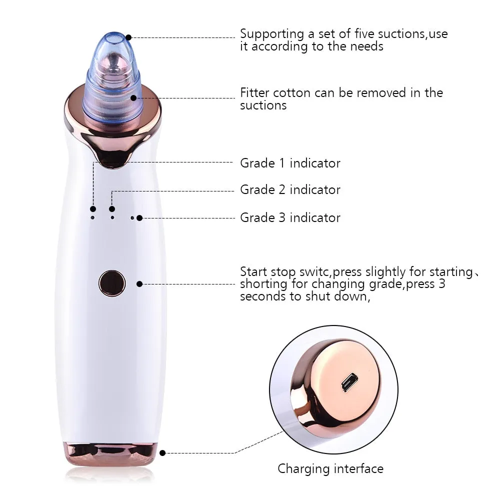 Hailicare Premium Skin Vacuum Pore Cleaner & Microderm Tool with Lanbena Pore Strips