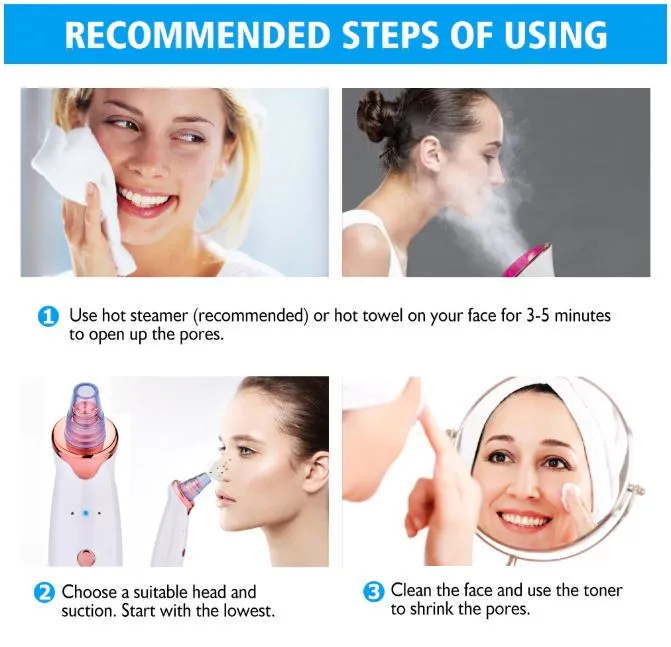 Hailicare Premium Skin Vacuum Pore Cleaner & Microderm Tool with Lanbena Pore Strips