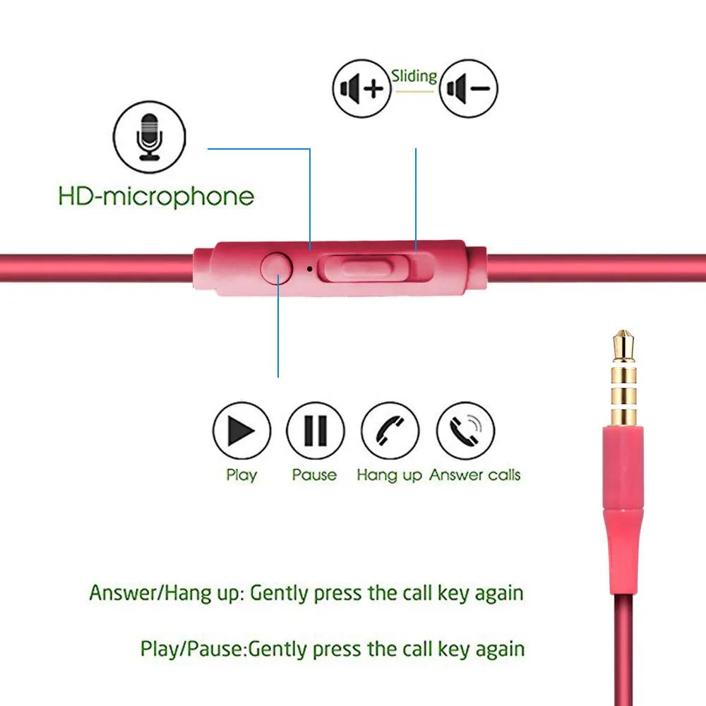 Hands-free Stereo Earbud Headphones Earphones With Microphone Playback Control by Modes