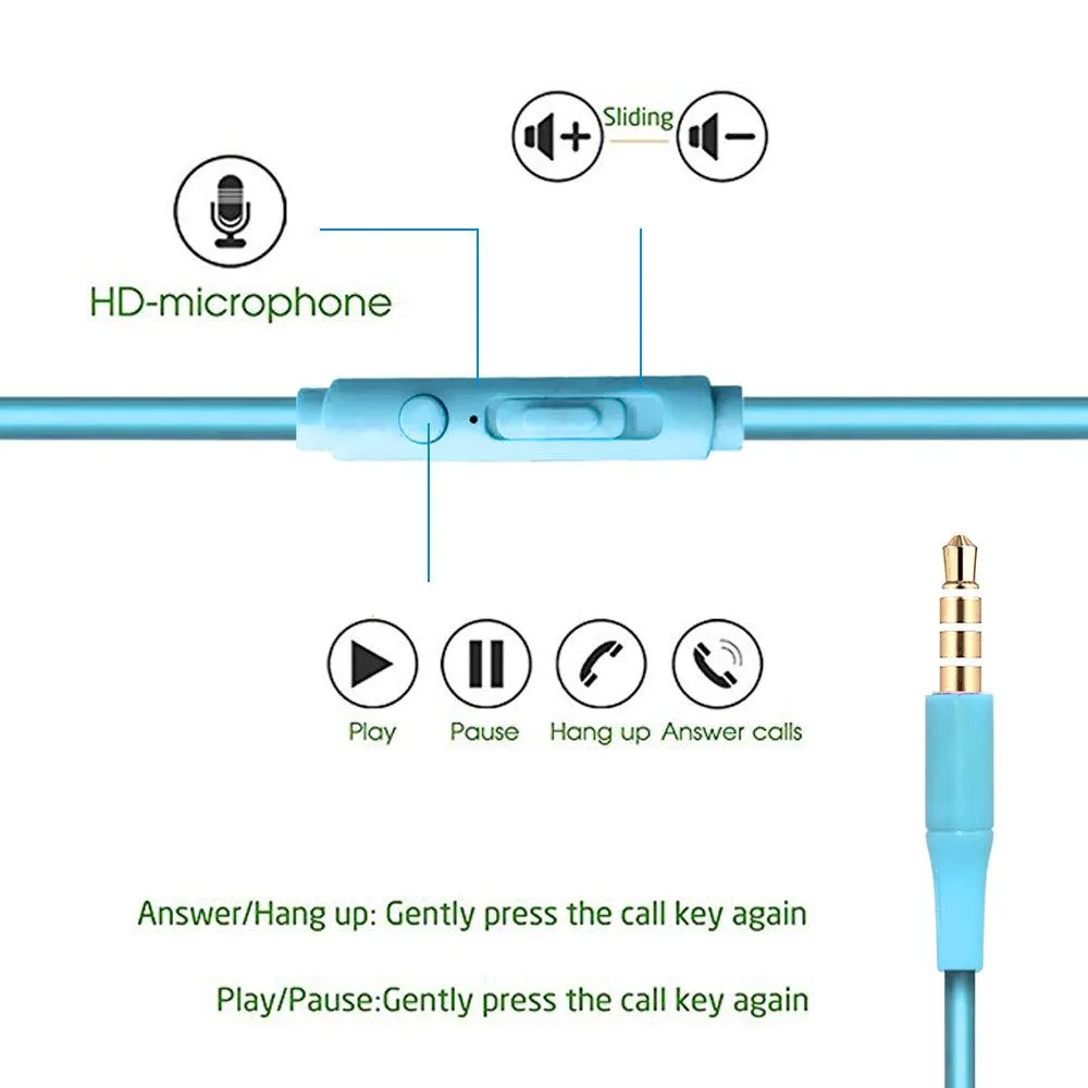 Hands-free Stereo Earbud Headphones Earphones With Microphone Playback Control by Modes