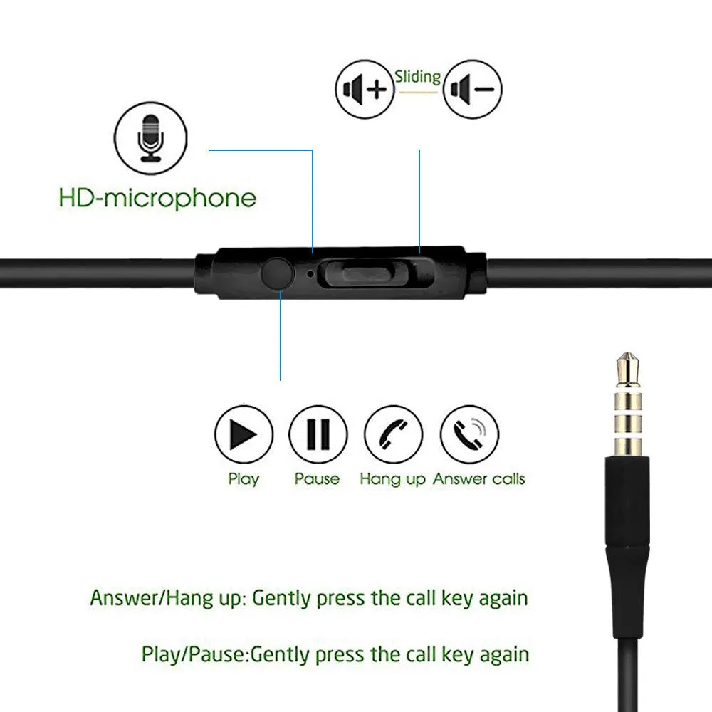 Hands-free Stereo Earbud Headphones Earphones With Microphone Playback Control by Modes