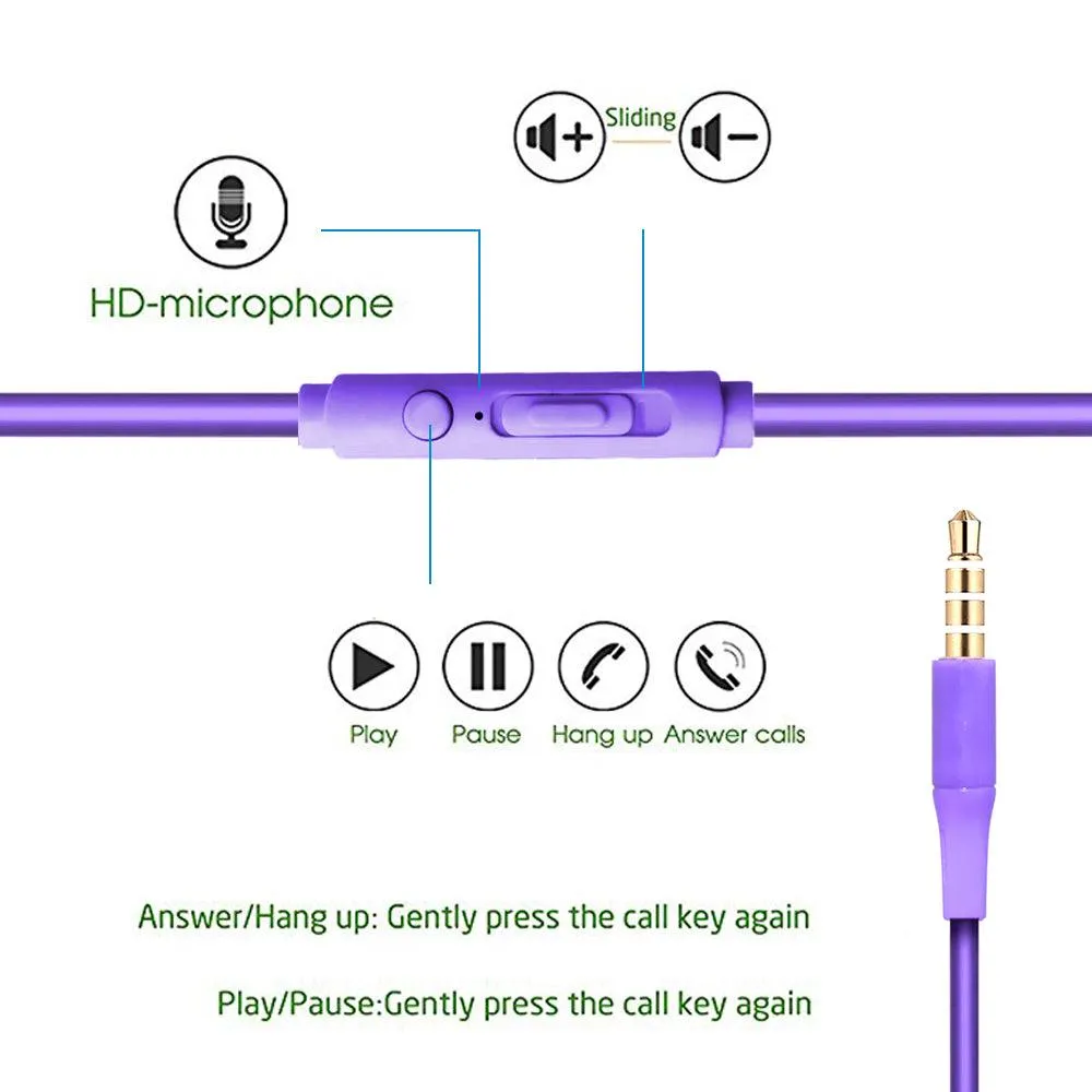 Hands-free Stereo Earbud Headphones Earphones With Microphone Playback Control by Modes