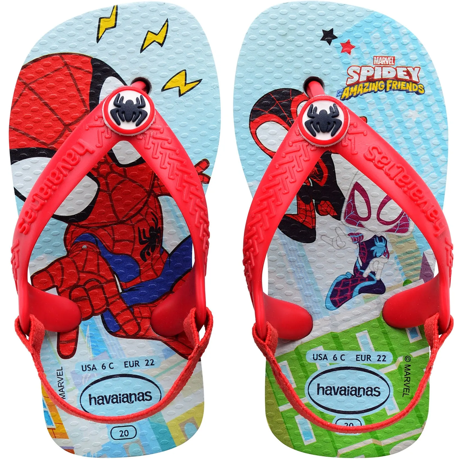 Havaianas Kids Baby Marvel Flip Flops - Blue/Red