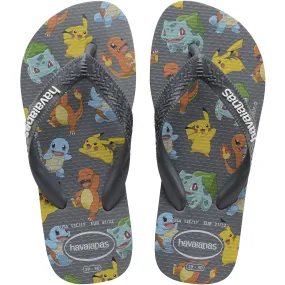 Havaianas Kids Top Pokemon Flip Flops - Graphite