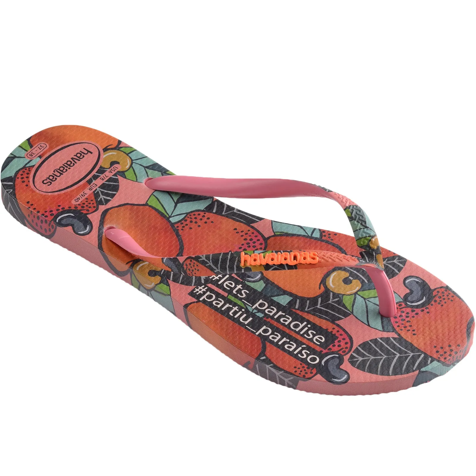 Havaianas Slim Graphic Flip Flops - Pink Porcelain