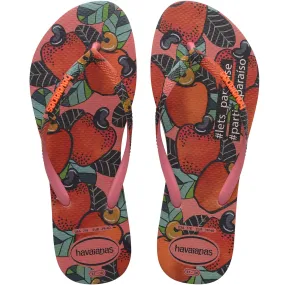 Havaianas Slim Graphic Flip Flops - Pink Porcelain