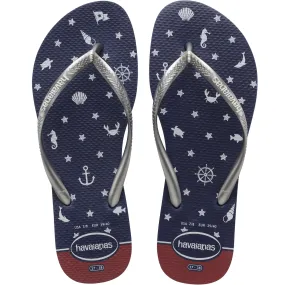 Havaianas Slim Nautical Flip Flops - Navy