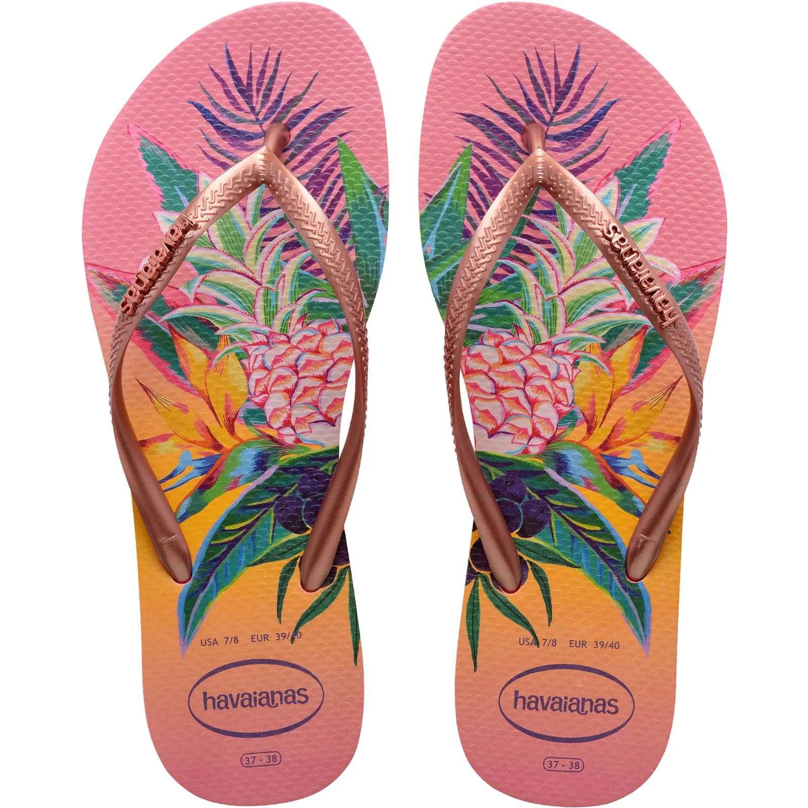 Havaianas Slim Tropical Flip Flops - Pink Porcelin - 5 UK