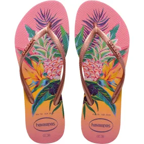 Havaianas Slim Tropical Flip Flops - Pink Porcelin - 5 UK