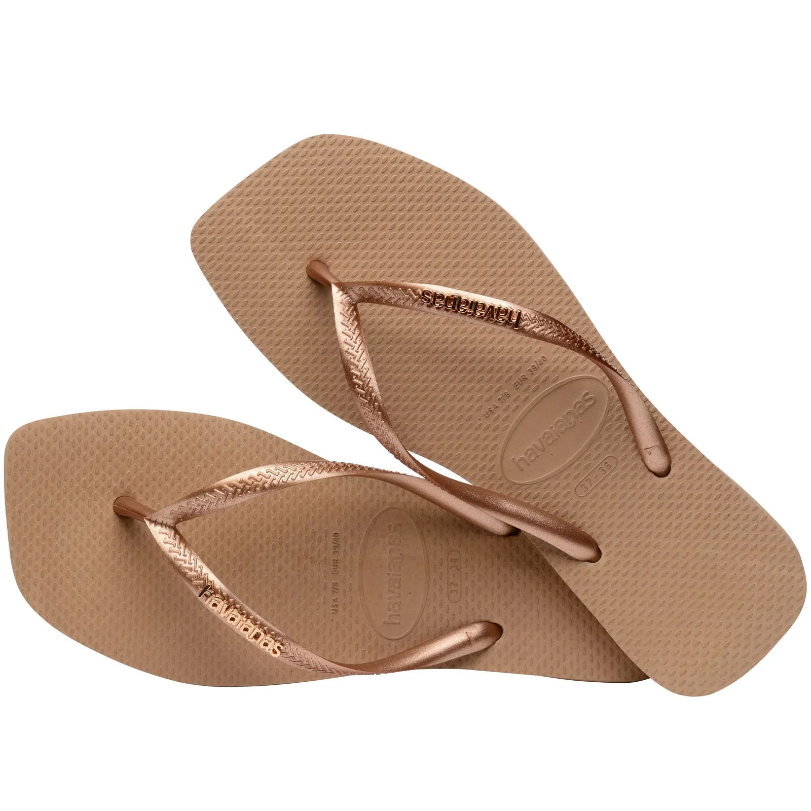 Havaianas Square Logo Metallic Flip Flops