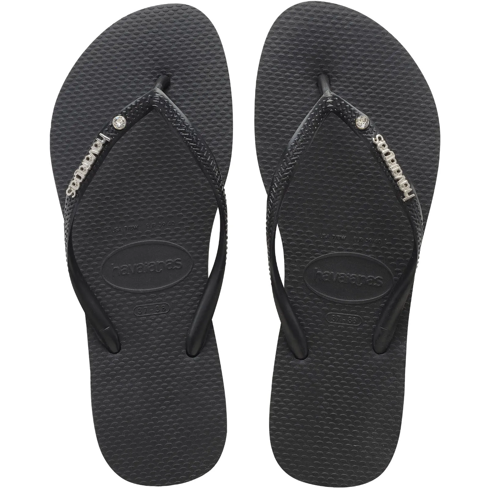 Havaianas Womens Slim Metal & Crystal Flip Flops