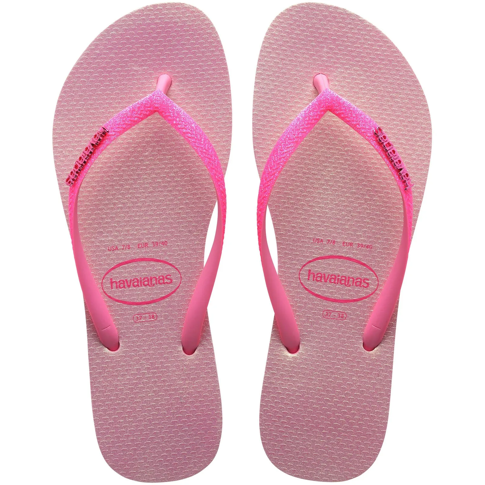 Havaianas Womens Square Glitter Neon Flip Flops