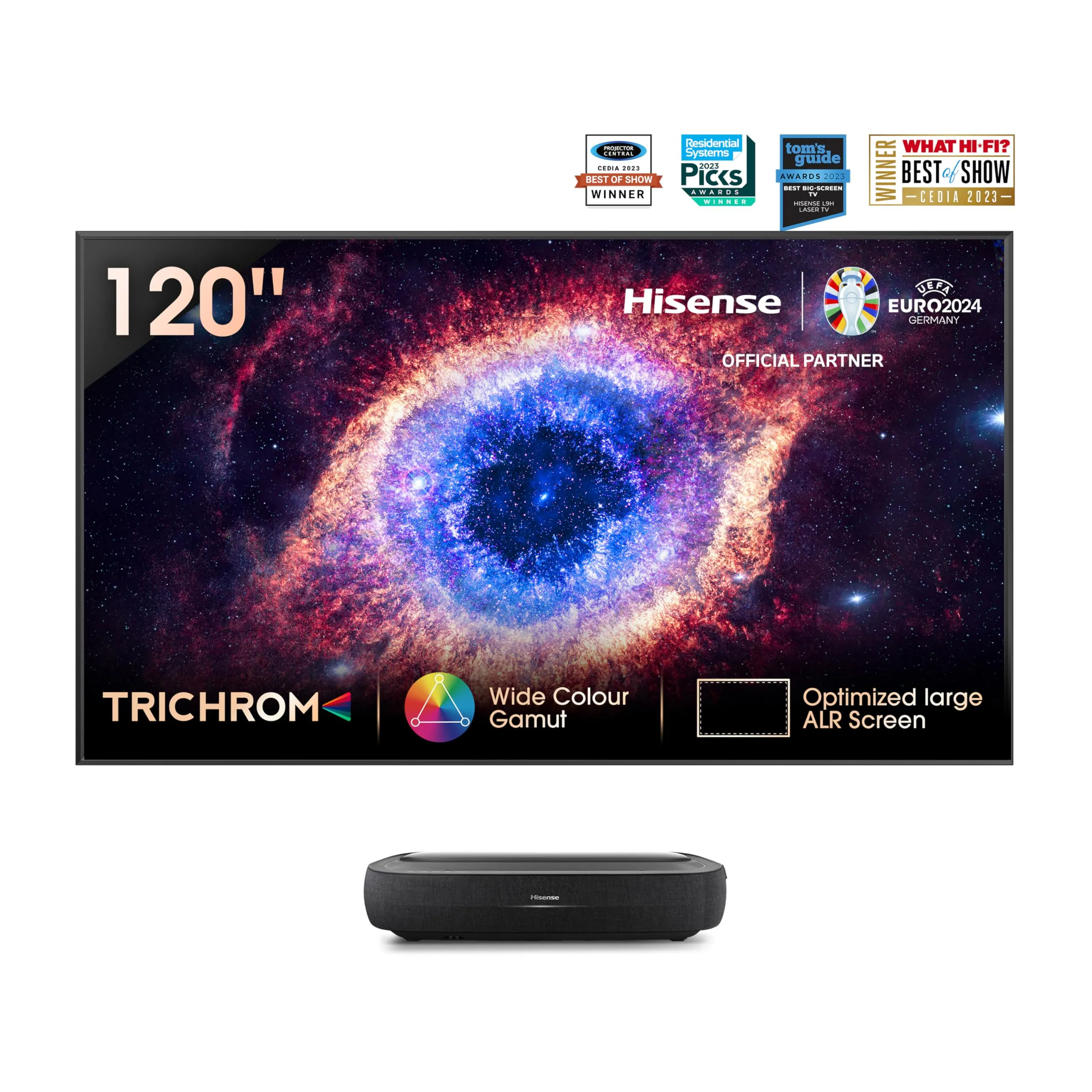 Hisense 305 cm (120 inches) Trichrom ALR Screen Series 4K Ultra HD Smart Laser TV 120L9HE (Black)