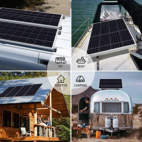 HQST 190W 12V Monocrystalline Solar Panel w Solar Connectors High Efficiency Module PV Power for Battery Charging Boat, Caravan, RV and Any Other Off Grid Applications